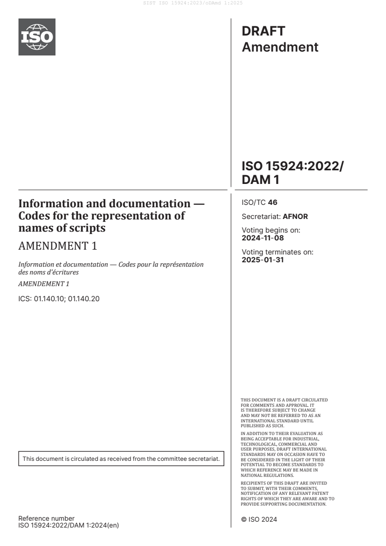 ISO 15924:2023/oDAmd 1:2025