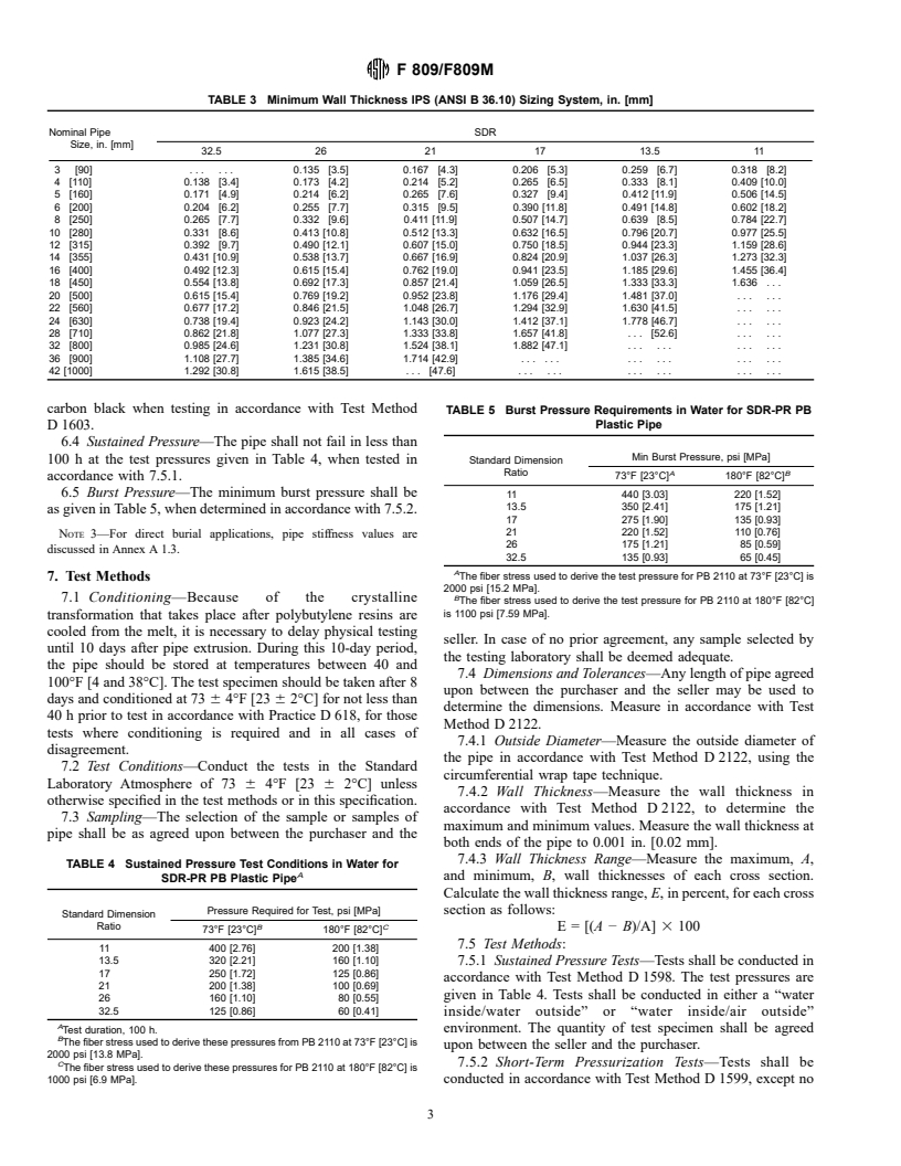 ASTM F809/F809M-95e1 - Standard Specification for Large Diameter Polybutylene Plastic Pipe (Withdrawn 2006)