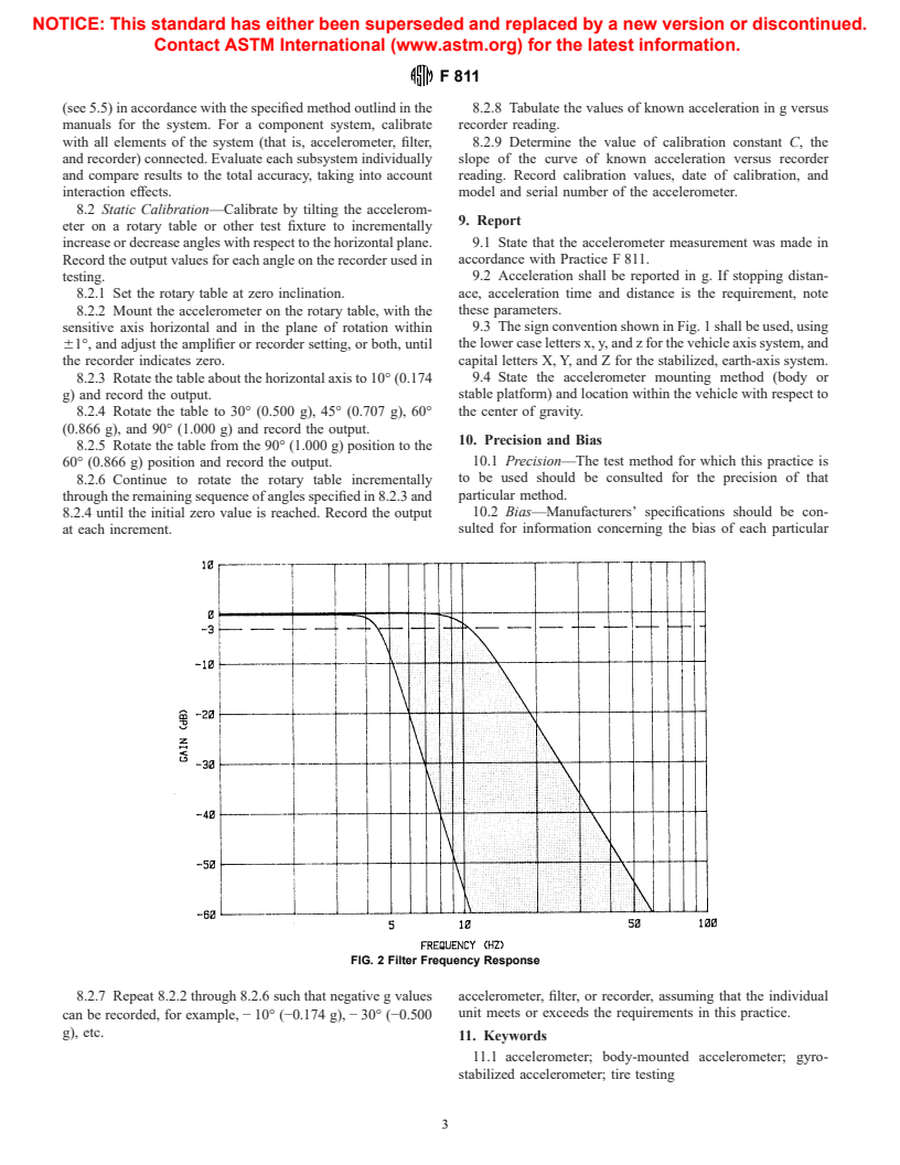 ASTM F811-01 - Standard Practice for Accelerometer Use in Vehicles for Tire Testing