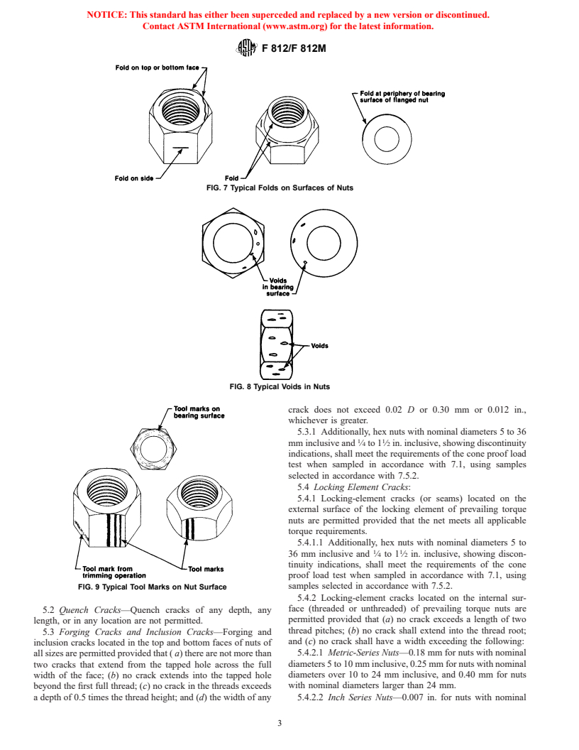 ASTM F812/F812M-02 - Standard Specification for Surface Discontinuities of Nuts, Inch and Metric Series