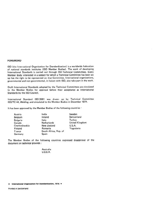 ISO 3581:1976 ISO 3581:1976 - Covered electrodes for manual arc welding of stainless and other similar high alloy steels -- Code of symbols for identification - Page 2 preview