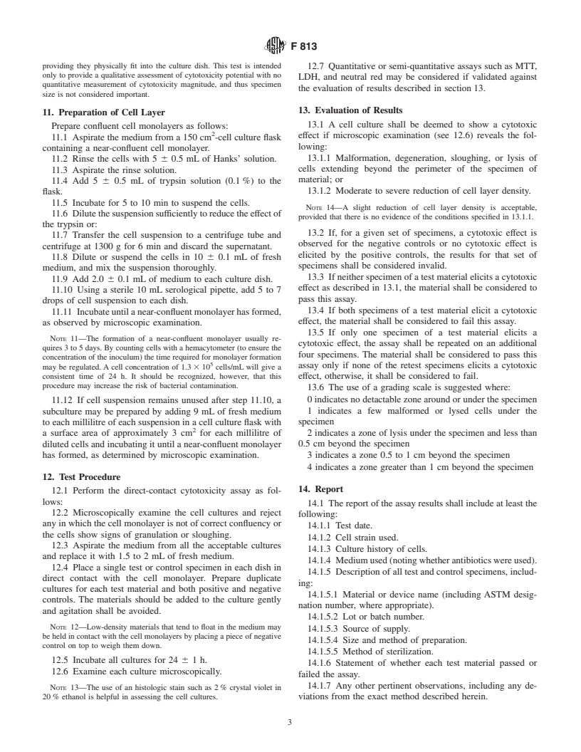 ASTM F813-01 - Standard Practice for Direct Contact Cell Culture Evaluation of Materials for Medical Devices