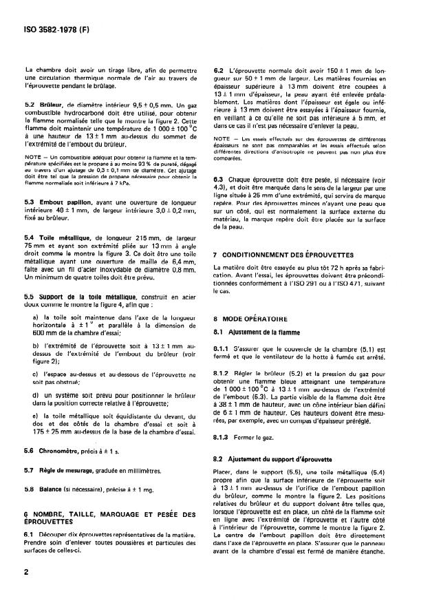 ISO 3582:1978 ISO 3582:1978 - Matieres alvéolaires a base de plastiques ou de caoutchoucs -- Méthode de laboratoire pour la détermination du comportement au feu de petites éprouvettes soumises, en position horizontale, a une flamme de faible intensité - Page 4 preview