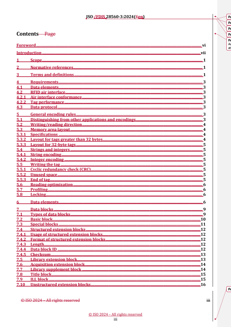 REDLINE ISO/FDIS 28560-3 - Information and documentation — RFID in libraries — Part 3: Fixed length encoding
Released:31. 07. 2024