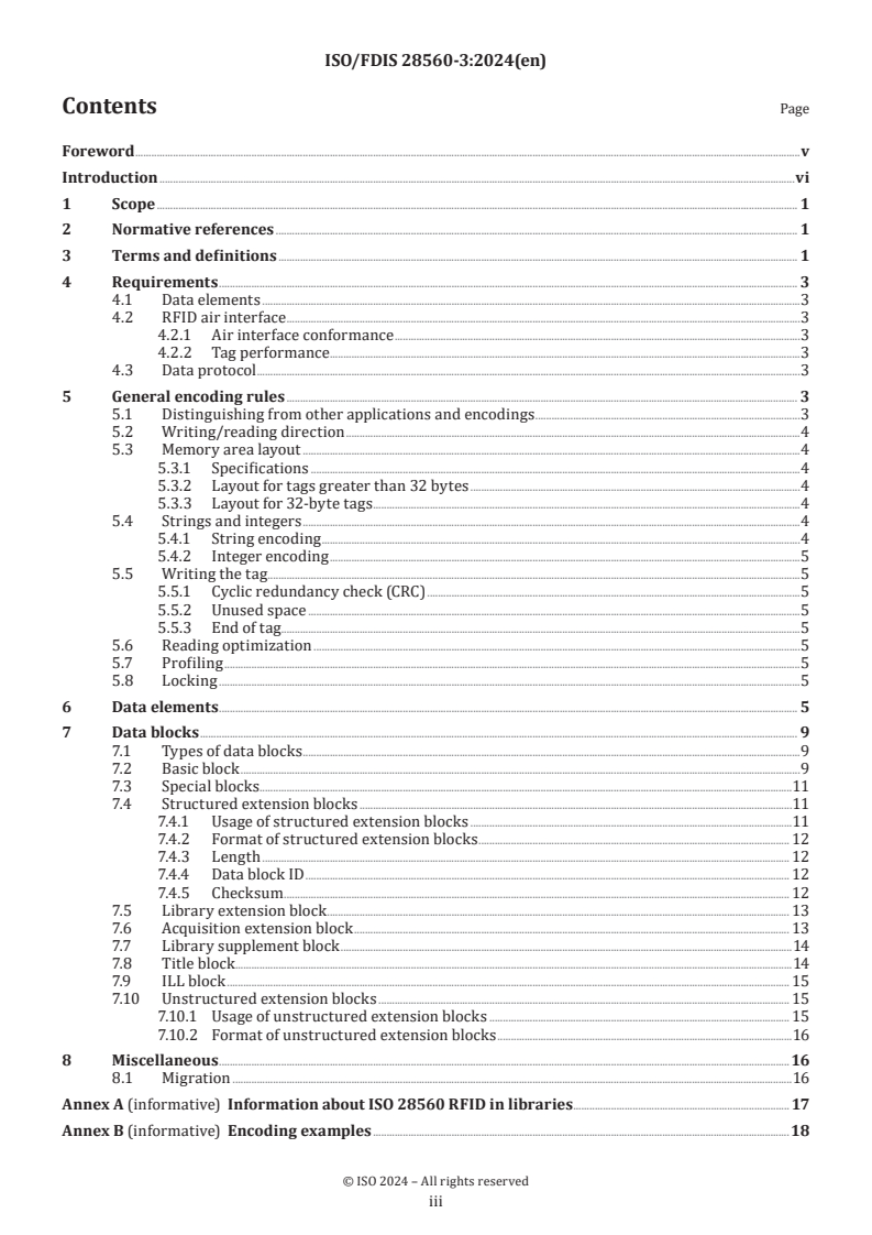 ISO/FDIS 28560-3 - Information and documentation — RFID in libraries — Part 3: Fixed length encoding
Released:31. 07. 2024