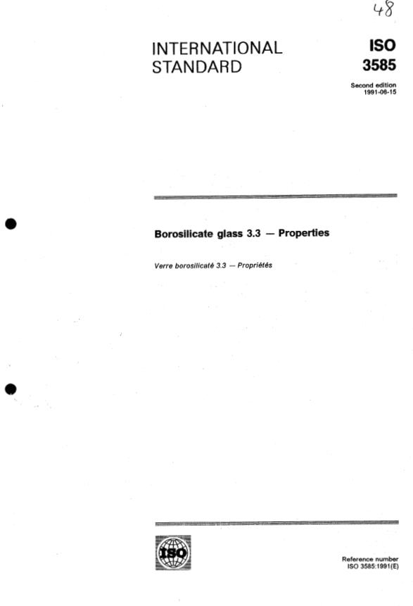 ISO 3585:1991 - Borosilicate glass 3.3 -- Properties