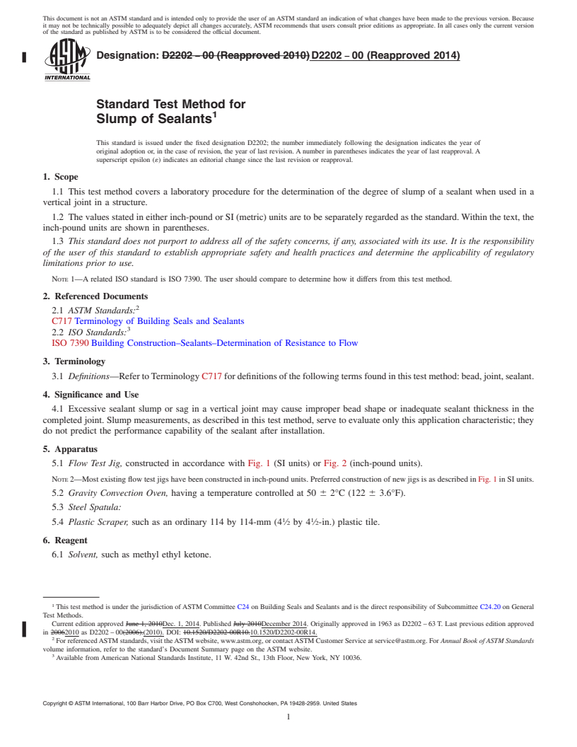 REDLINE ASTM D2202-00(2014) - Standard Test Method for  Slump of Sealants