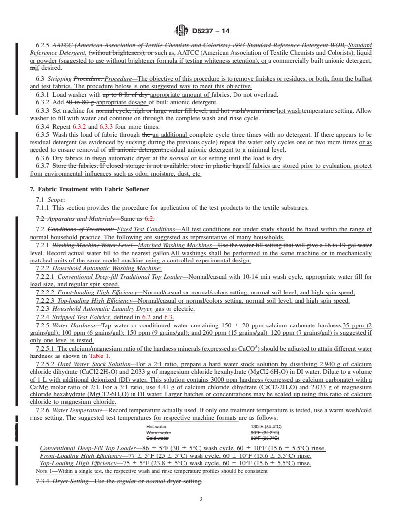 REDLINE ASTM D5237-14 - Standard Guide for  Evaluating Fabric Softeners