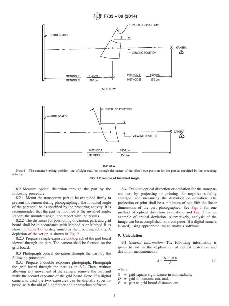 ASTM F733-09(2014) - Standard Practice for  Optical Distortion and Deviation of Transparent Parts Using  the Double-Exposure Method