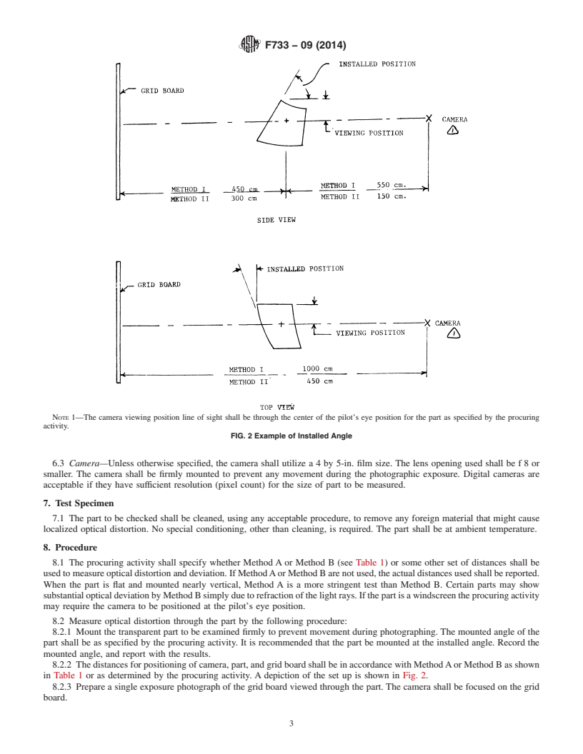 REDLINE ASTM F733-09(2014) - Standard Practice for  Optical Distortion and Deviation of Transparent Parts Using  the Double-Exposure Method