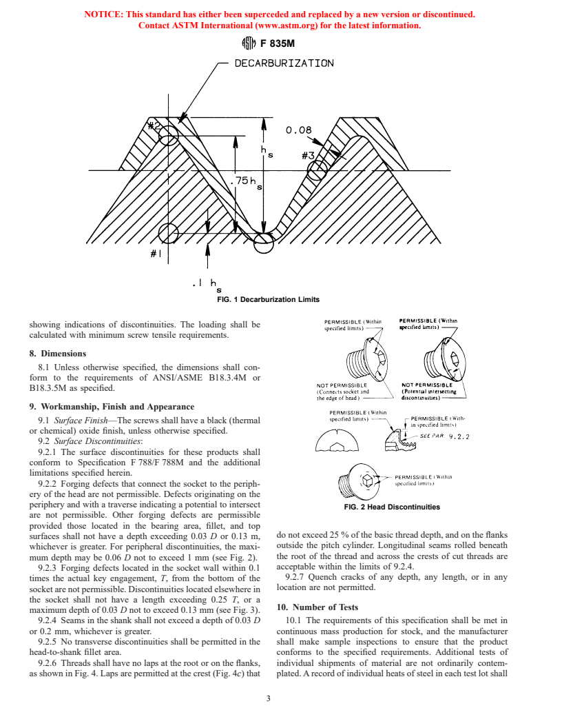 ASTM F835M-00 - Standard Specification for Alloy Steel Socket Button and Flat Countersunk Head Cap Screws [Metric]