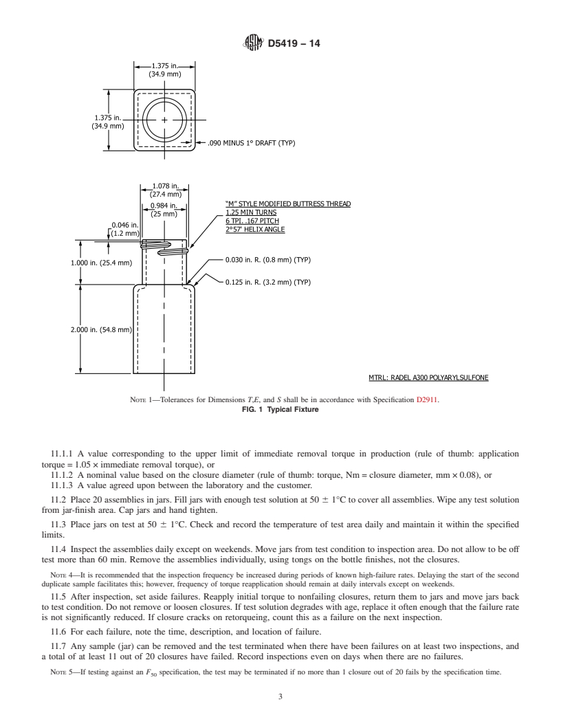 REDLINE ASTM D5419-14 - Standard Test Method for  Environmental Stress Crack Resistance (ESCR) of Threaded Plastic  Closures