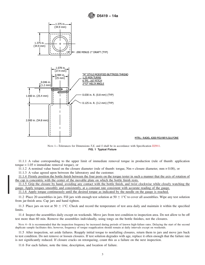 REDLINE ASTM D5419-14a - Standard Test Method for  Environmental Stress Crack Resistance (ESCR) of Threaded Plastic  Closures