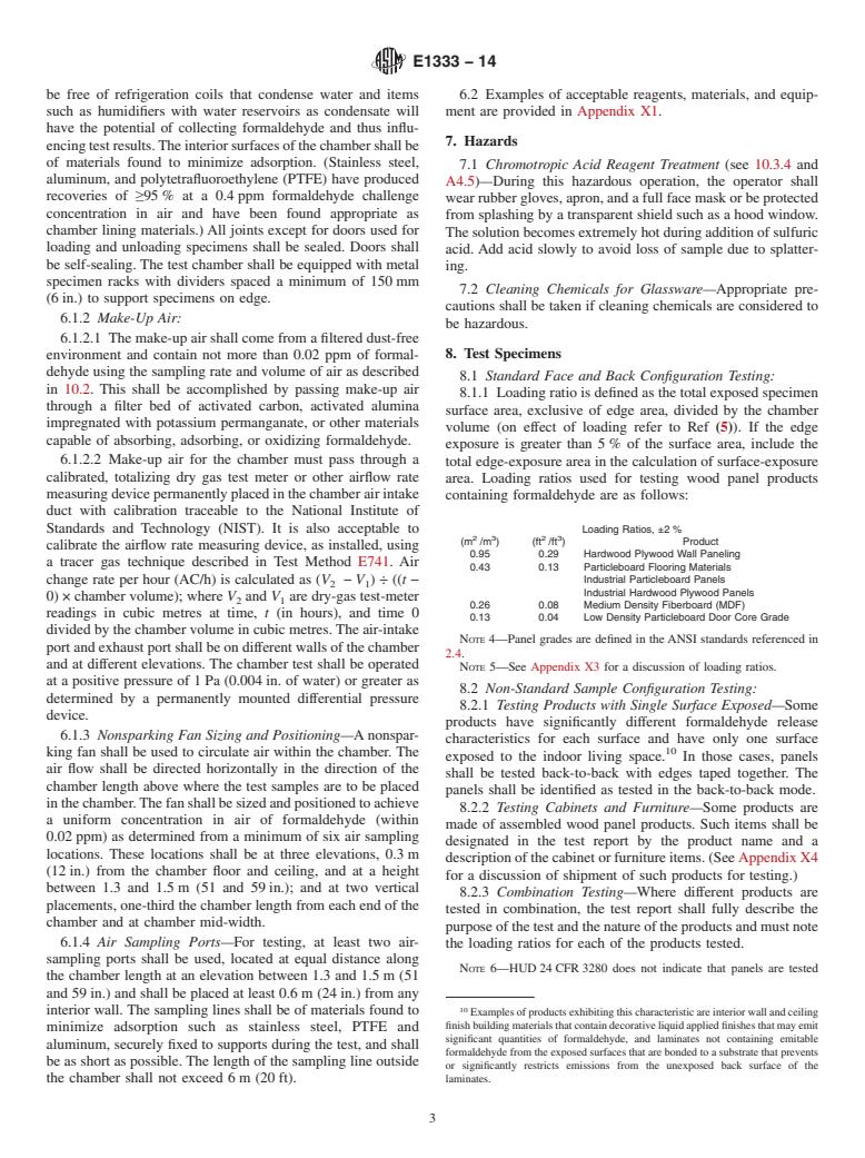 ASTM E1333-14 - Standard Test Method for  Determining Formaldehyde Concentrations in Air and Emission  Rates from Wood Products Using a Large Chamber