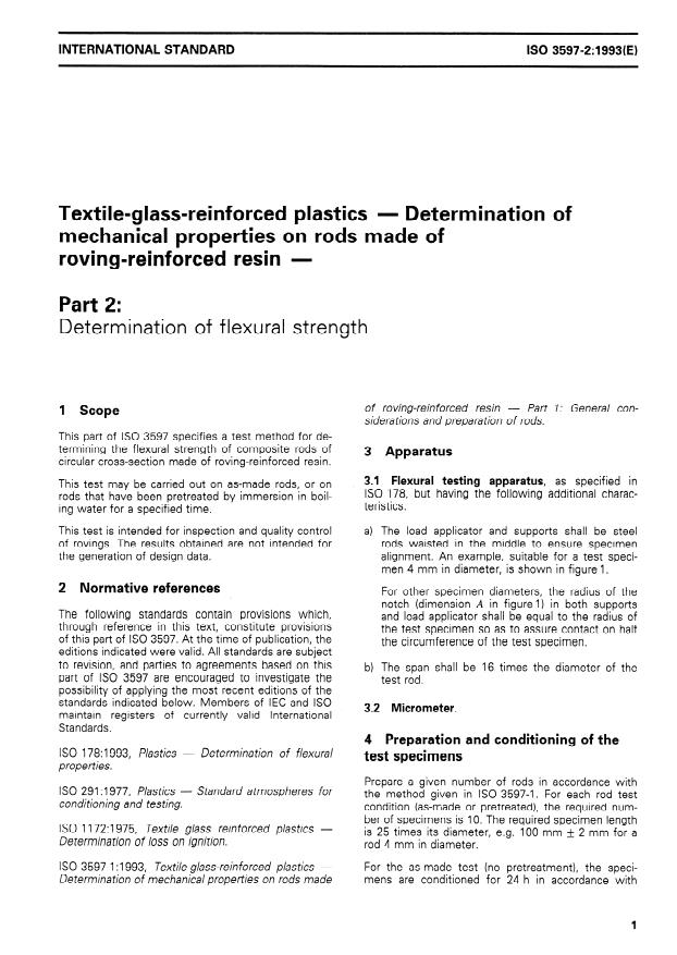 ISO 3597-2:1993 - Textile-glass-reinforced plastics -- Determination of mechanical properties on rods made of roving-reinforced resin