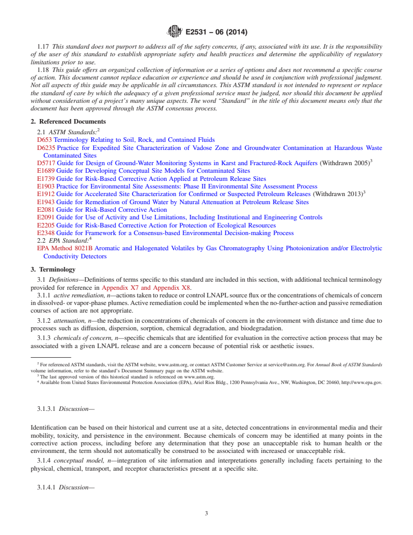 REDLINE ASTM E2531-06(2014) - Standard Guide for  Development of Conceptual Site Models and Remediation Strategies  for Light Nonaqueous-Phase Liquids Released to the Subsurface