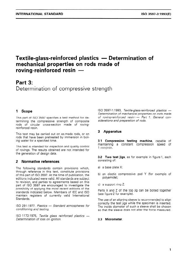 ISO 3597-3:1993 - Textile-glass-reinforced plastics -- Determination of mechanical properties on rods made of roving-reinforced resin