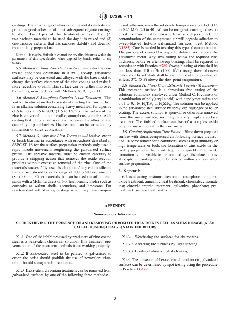 ASTM D7396-14 - Standard Guide for Preparation of New, Continuous Zinc-Coated (Galvanized) Steel  Surfaces         for Painting