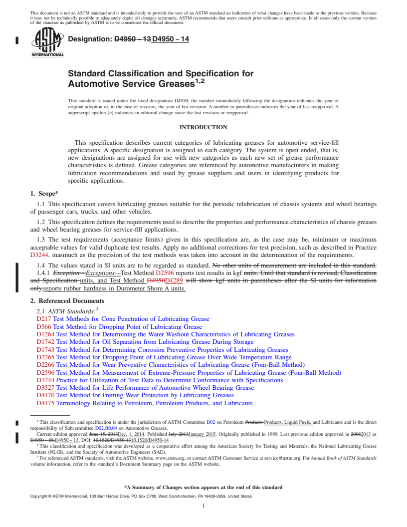 REDLINE ASTM D4950-14 - Standard Classification and Specification for  Automotive Service Greases