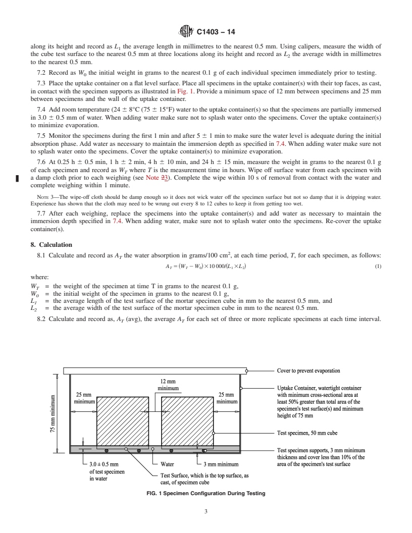 REDLINE ASTM C1403-14 - Standard Test Method for  Rate of Water Absorption of Masonry Mortars