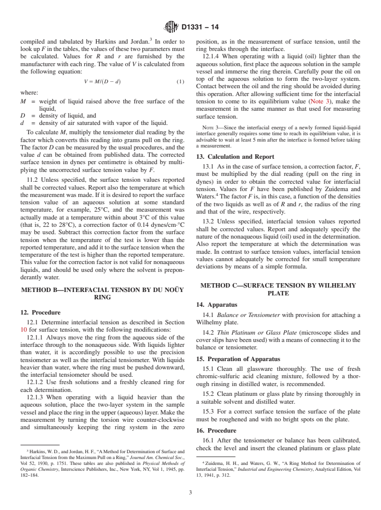 ASTM D1331-14 - Standard Test Methods for Surface and Interfacial Tension of Solutions of Paints, Solvents,  Solutions of Surface-Active  Agents, and Related Materials