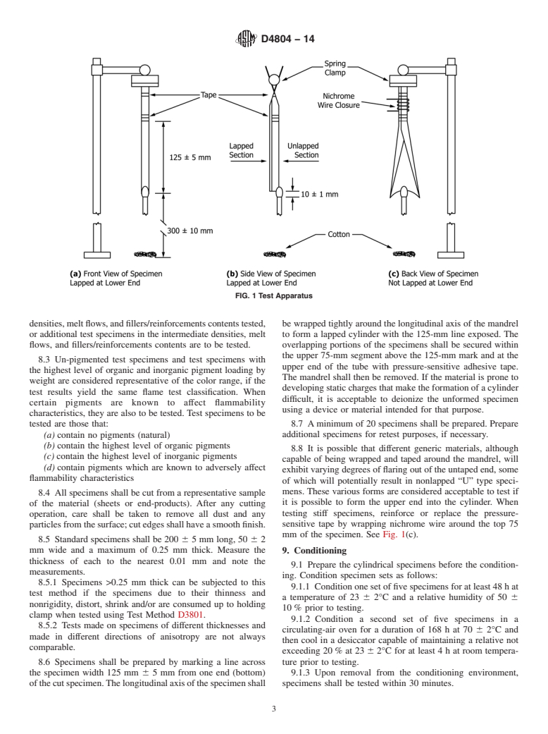 ASTM D4804-14 - Standard Test Method for  Determining the Flammability Characteristics of Nonrigid Solid  Plastics