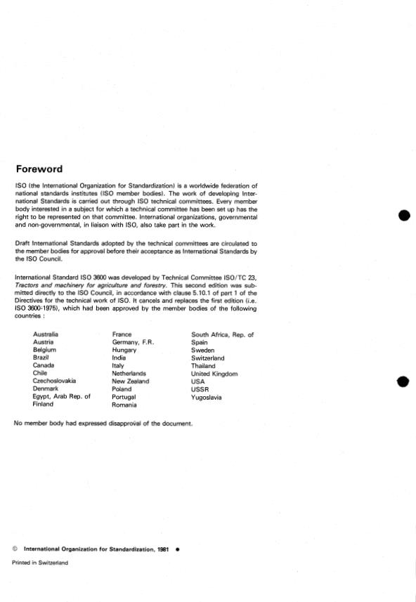 ISO 3600:1981 ISO 3600:1981 - Tractors and machinery for agriculture and forestry -- Operator manuals and technical publications -- Presentation - Page 2 preview