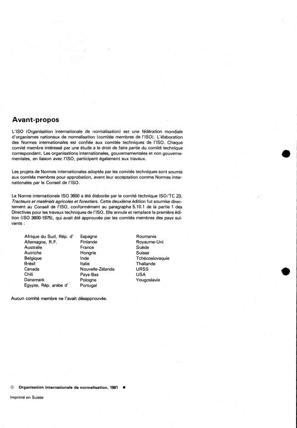 ISO 3600:1981 ISO 3600:1981 - Tracteurs et matériels agricoles et forestiers -- Manuels d'utilisation et documents techniques -- Présentation - Page 2 preview