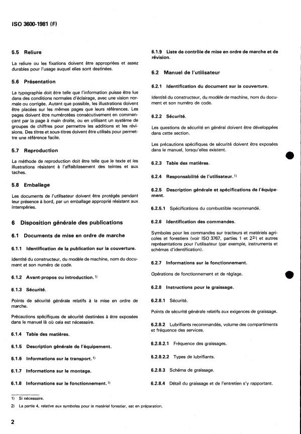ISO 3600:1981 ISO 3600:1981 - Tracteurs et matériels agricoles et forestiers -- Manuels d'utilisation et documents techniques -- Présentation - Page 4 preview