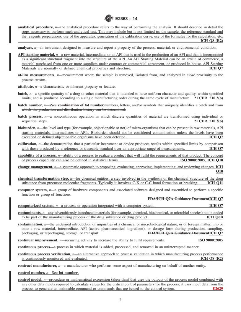 REDLINE ASTM E2363-14 - Standard Terminology Relating to  Process Analytical Technology in the Pharmaceutical Industry