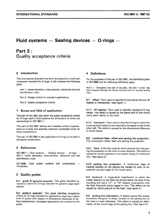 ISO 3601-3:1987 - Fluid systems -- Sealing devices -- O-rings