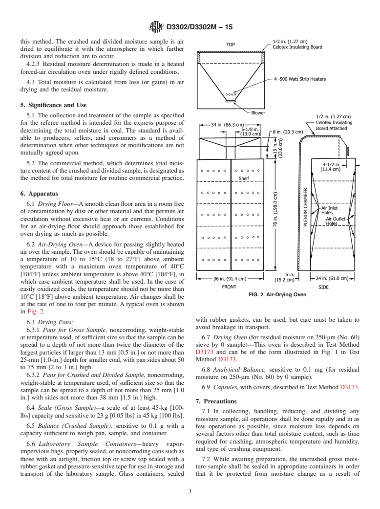 ASTM D3302/D3302M-15 - Standard Test Method for  Total Moisture in Coal