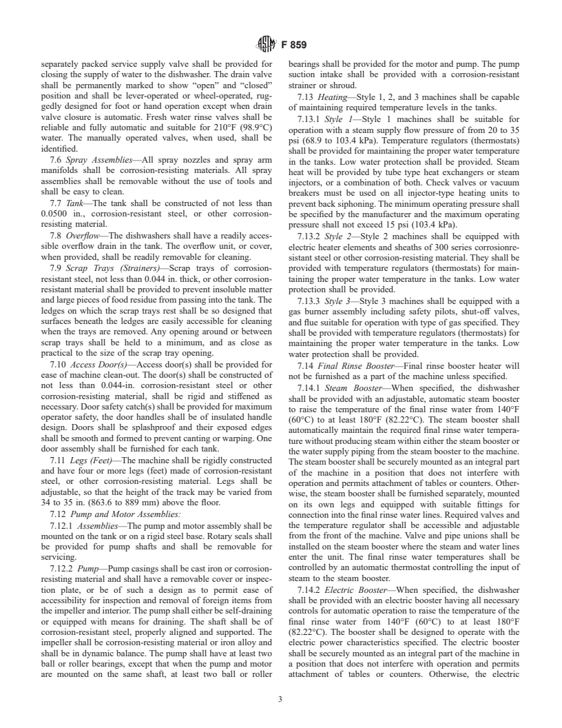 ASTM F859-95 - Standard Specification for Heat-Sanitizing Commercial Dishwashing Machines, Multiple Tank, Conveyor Rack Type