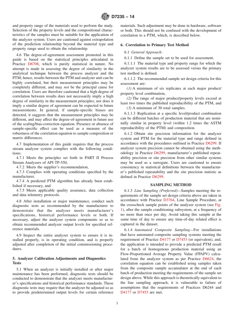 ASTM D7235-14 - Standard Guide for  Establishing a Linear Correlation Relationship Between Analyzer  and Primary Test Method Results Using Relevant ASTM Standard Practices