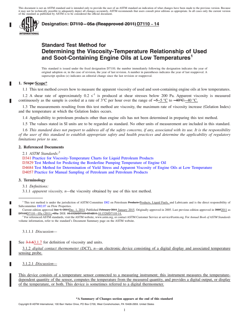 REDLINE ASTM D7110-14 - Standard Test Method for  Determining the Viscosity-Temperature Relationship of Used  and Soot-Containing Engine Oils at Low Temperatures