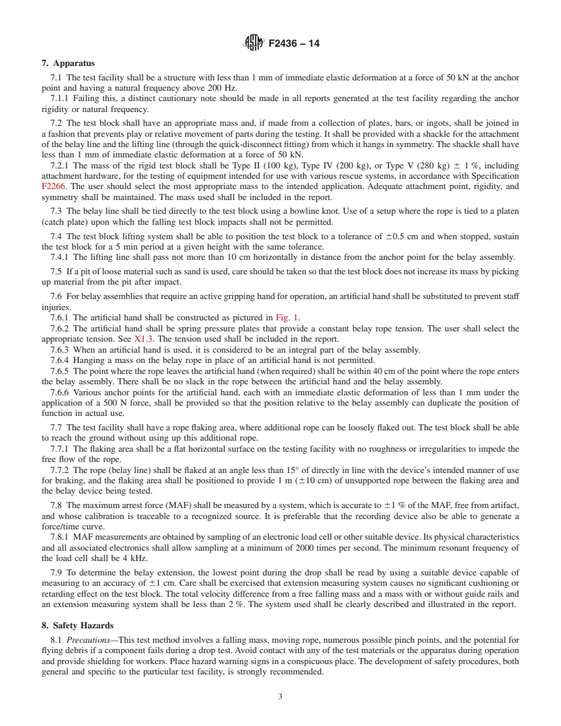 REDLINE ASTM F2436-14 - Standard Test Method for  Measuring the Performance of Synthetic Rope Rescue Belay Systems  Using a Drop Test