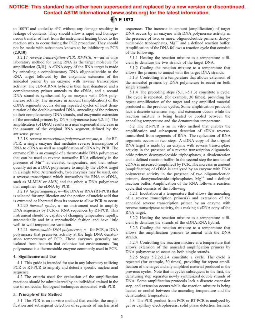 ASTM E1873-97 - Standard Guide for Detection of Nucleic Acid Sequences by the Polymerase Chain Reaction Technique