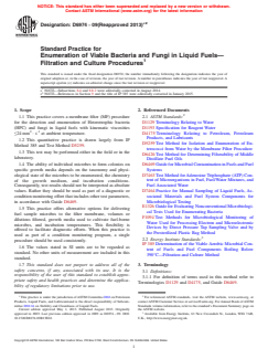 ASTM D6974-09(2013)e2 - Standard Practice for  Enumeration of Viable Bacteria and Fungi in Liquid Fuels&mdash;Filtration  and Culture Procedures