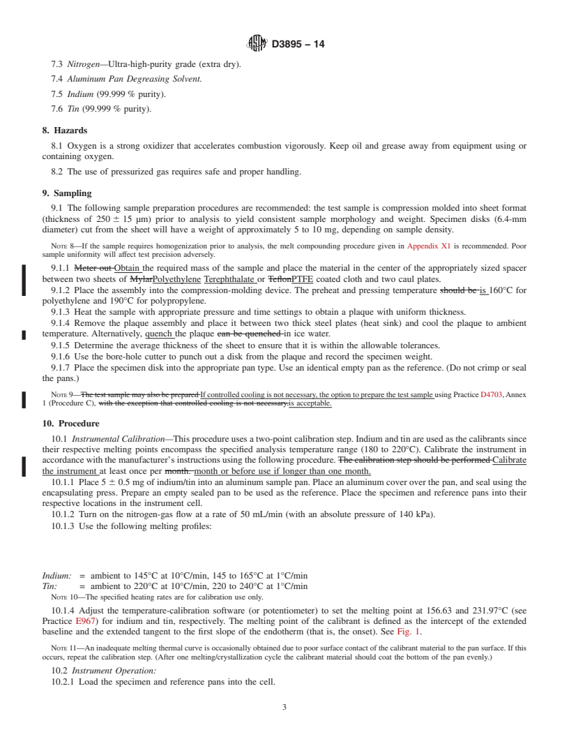 REDLINE ASTM D3895-14 - Standard Test Method for  Oxidative-Induction Time of Polyolefins by Differential Scanning  Calorimetry