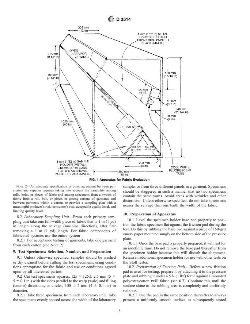 ASTM D3514-99 - Standard Test Method for Pilling Resistance and Other Related Surface Changes of Textile Fabrics: Elastomeric Pad