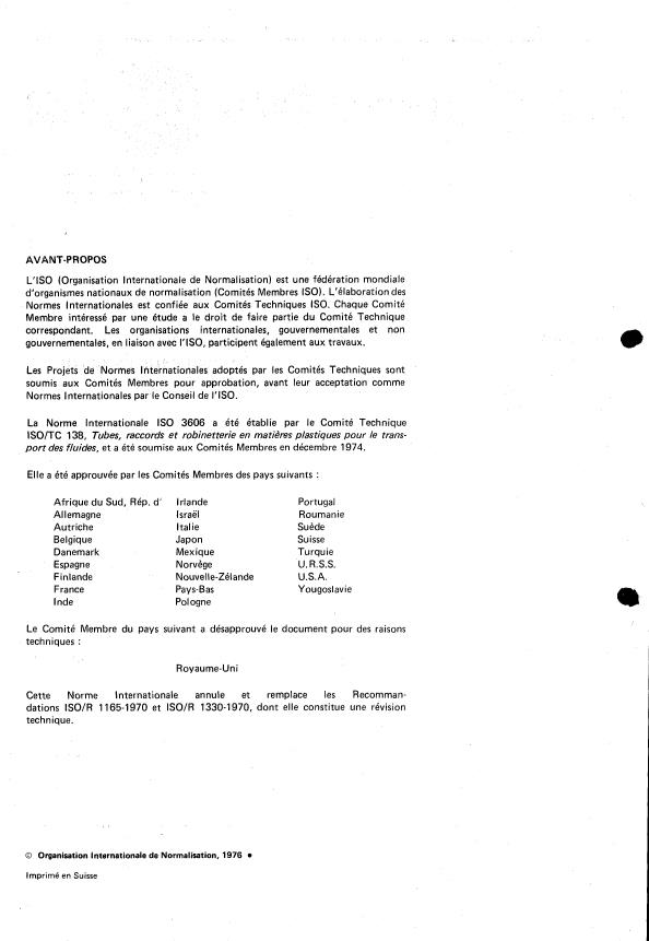 ISO 3606:1976 ISO 3606:1976 - Tubes en polychlorure de vinyle (PVC) non plastifié -- Tolérances sur le diametre extérieur et l'épaisseur de paroi - Page 2 preview