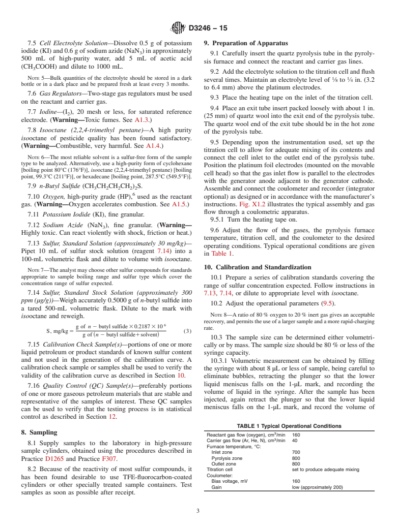 ASTM D3246-15 - Standard Test Method for  Sulfur in Petroleum Gas by Oxidative Microcoulometry