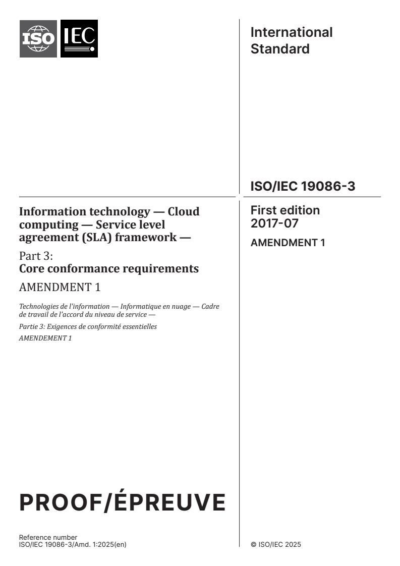 ISO/IEC 19086-3:2017/PRF Amd 1 - Information technology — Cloud computing — Service level agreement (SLA) framework — Part 3: Core conformance requirements — Amendment 1
Released:29. 04. 2025