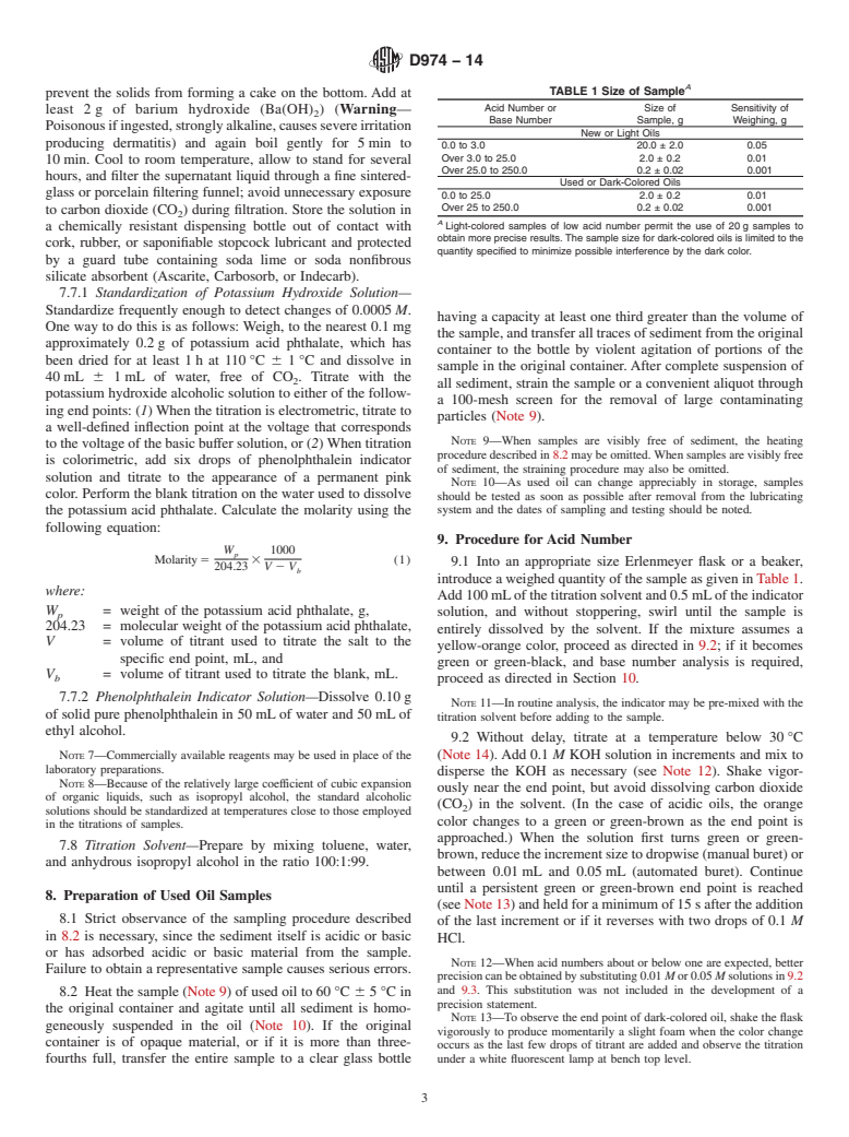 ASTM D974-14 - Standard Test Method for  Acid and Base Number by Color-Indicator Titration