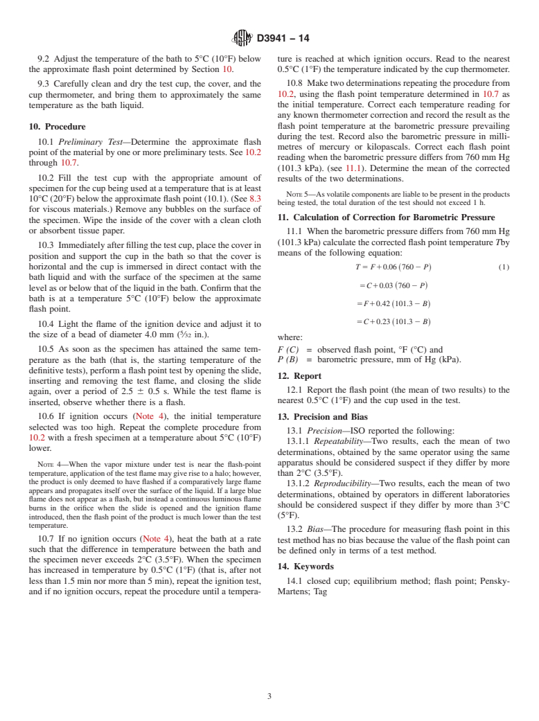 ASTM D3941-14 - Standard Test Method for Flash Point by the Equilibrium Method With a Closed-Cup Apparatus