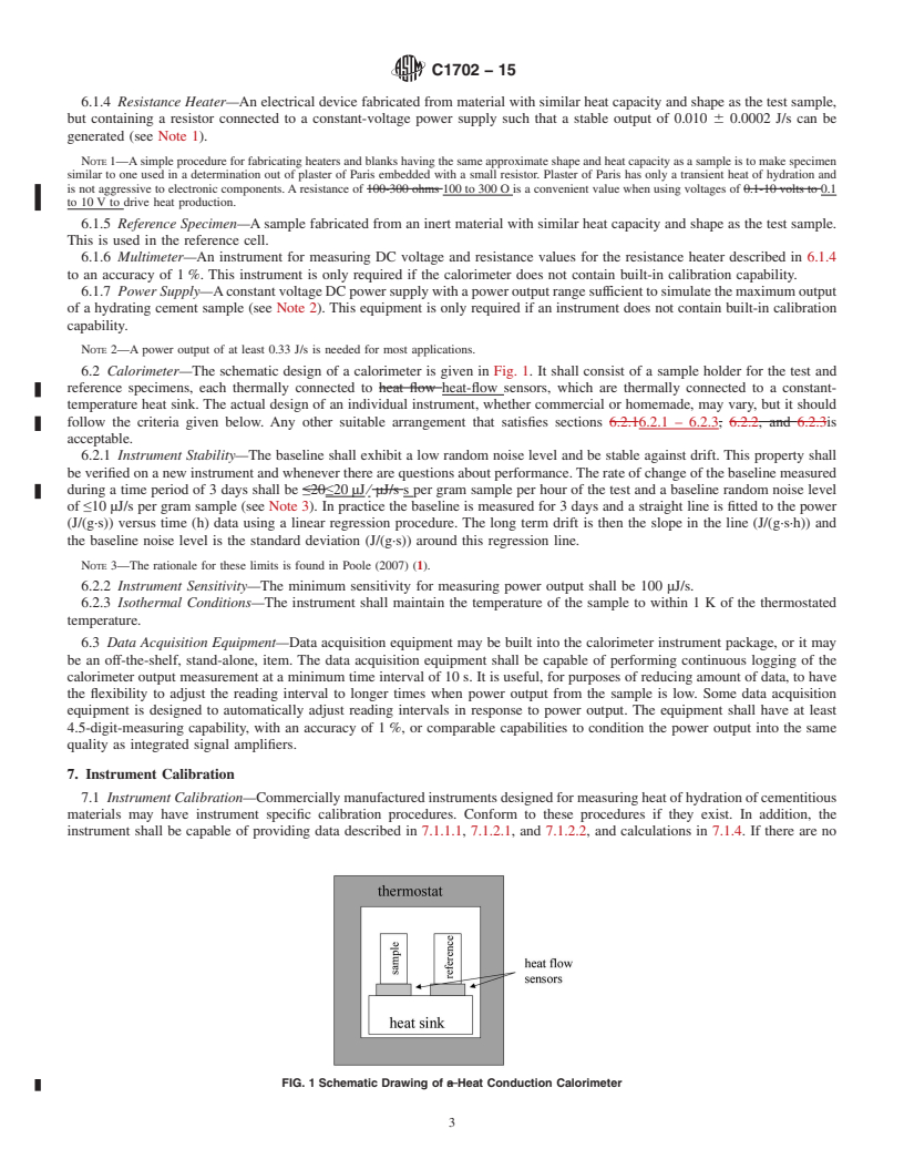 REDLINE ASTM C1702-15 - Standard Test Method for  Measurement of Heat of Hydration of Hydraulic Cementitious  Materials Using Isothermal Conduction Calorimetry