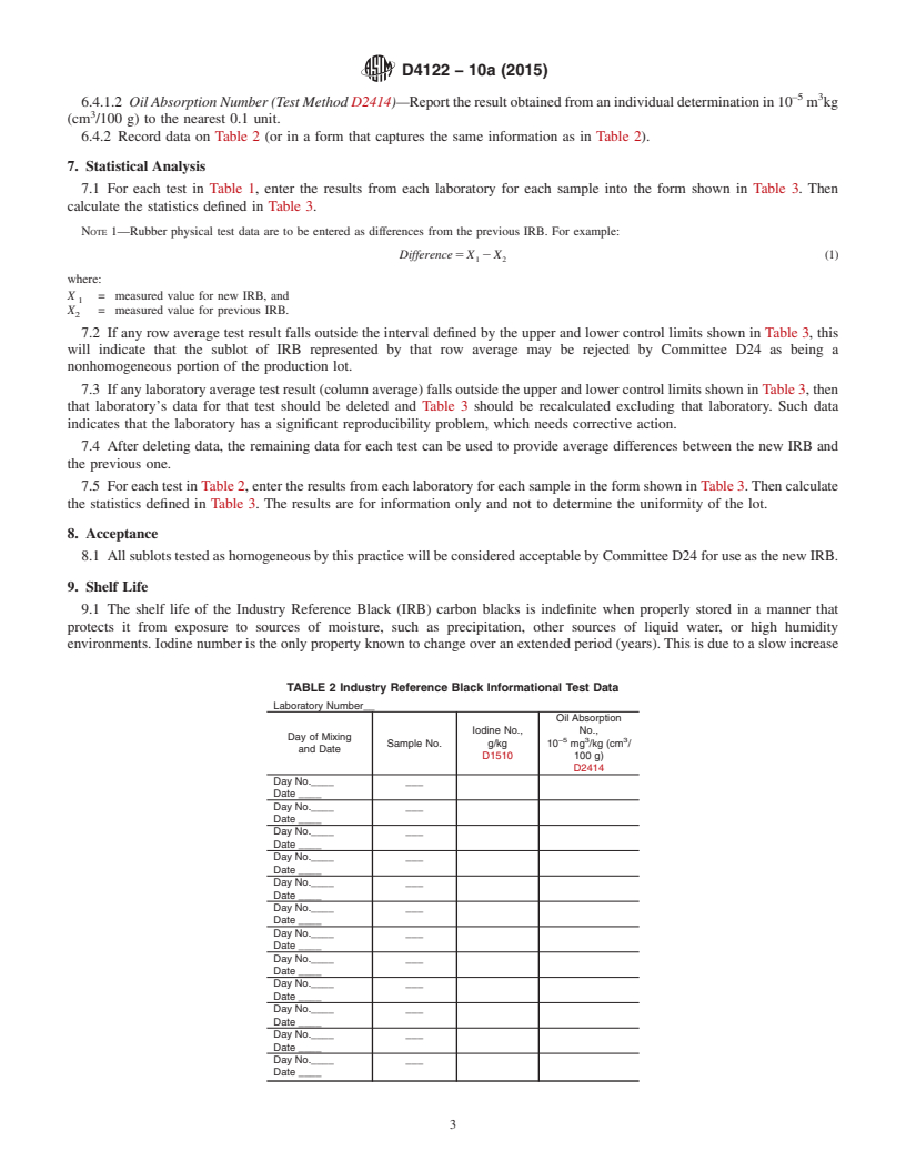 REDLINE ASTM D4122-10a(2015) - Standard Practice for  Carbon Black&mdash;Evaluation of an Industry Reference Black