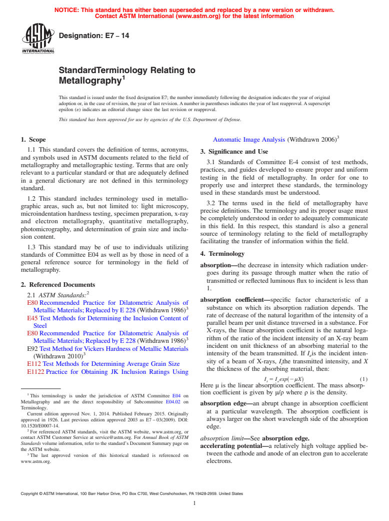 ASTM E7-14 - Standard Terminology Relating to  Metallography