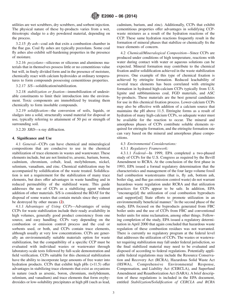 ASTM E2060-06(2014) - Standard Guide for  Use of Coal Combustion Products for Solidification/Stabilization  of Inorganic Wastes