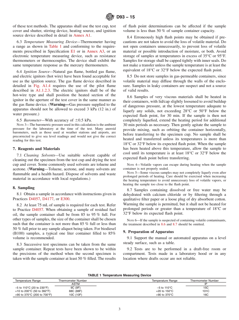 ASTM D93-15 - Standard Test Methods for  Flash Point by Pensky-Martens Closed Cup Tester